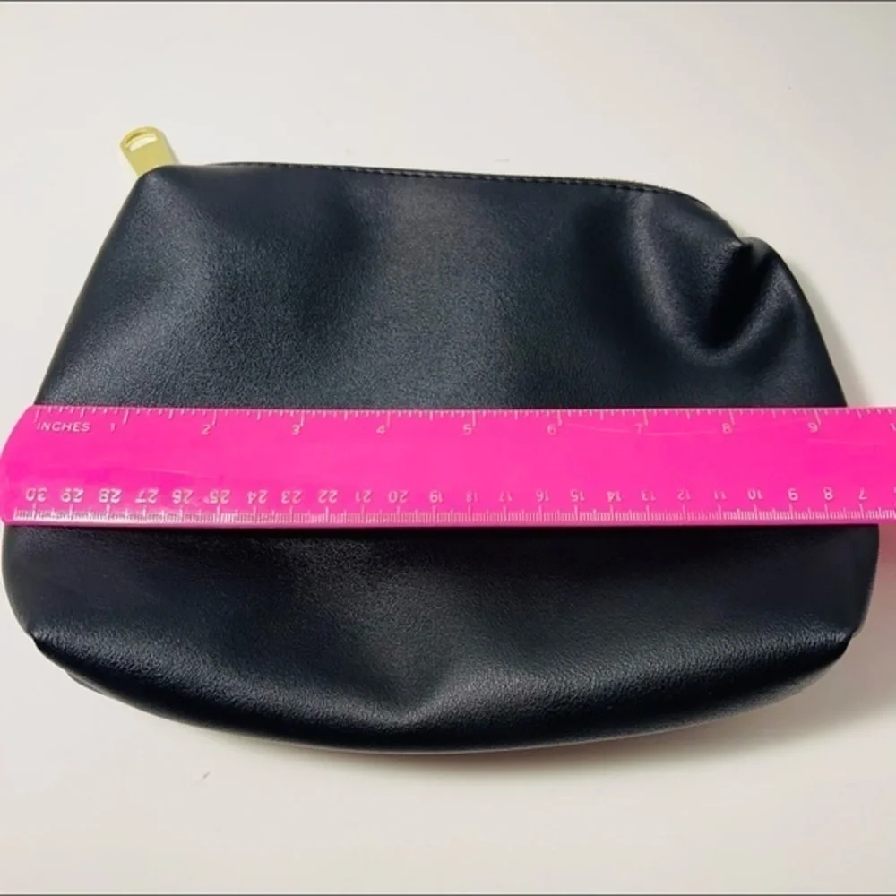Steve Madden solid black makeup pouch or clutch